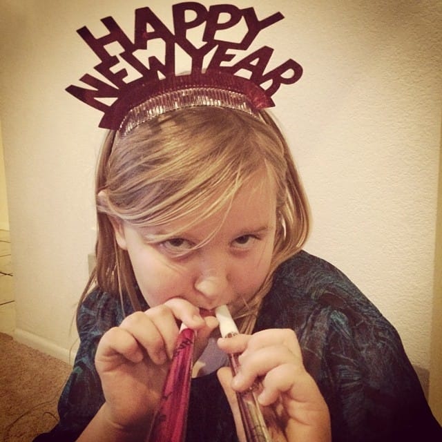 Jess preparing to ring in the new year.