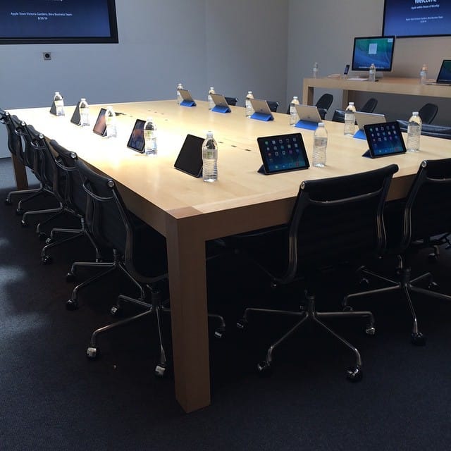 Speaking at the Apple Store in Victoria Gardens today, this is the briefing room.