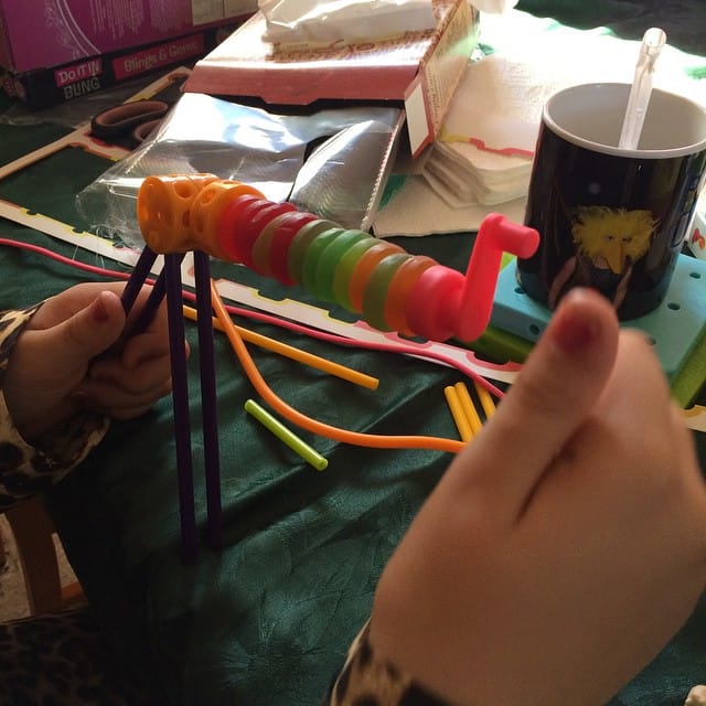 Jess just invented a "candy on the cob" device using GoldieBlox.