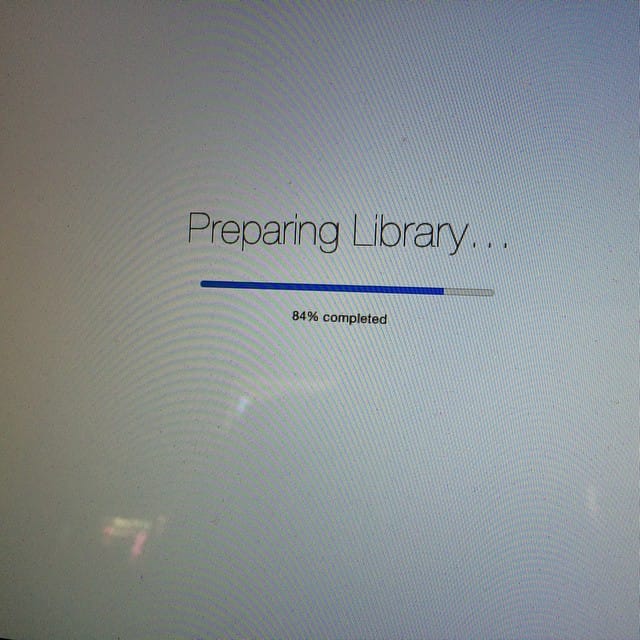 900 gig iPhoto library (a backup of my real one) being loaded into Photos on the Mac. It's been 3 days of churning