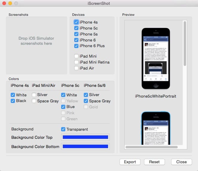 Create realistic looking iOS screenshots with hardware interface