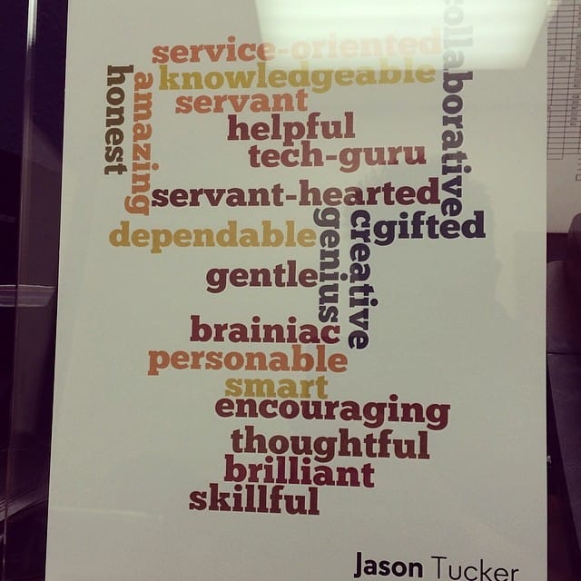 My one year mark at the church is coming up, look what they got me today at the All Staff meeting! #wordcloud Post image
