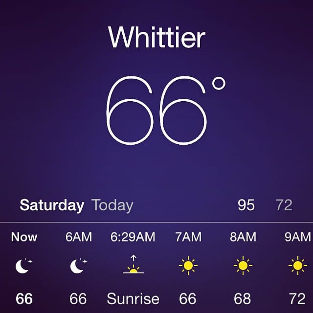 Jen asks me to look at the weather app "this thing tells you when the sun rises?" I'm never up before then #wclax #whoknew? Post image