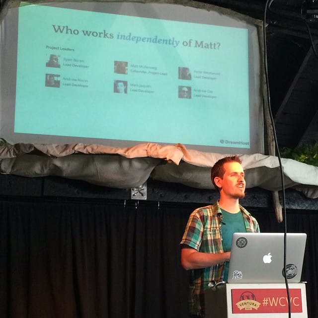 We have @getsource sharing all of @photomatt secrets at #wcvc Post image
