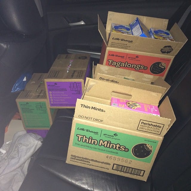 Lookie lookie what I just brought home. #girlscoutcookies #cookies #thinmints Post image