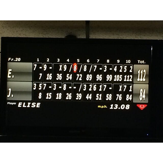 Jess is bowling as her middle name, Elise. She kicked my butt Post image