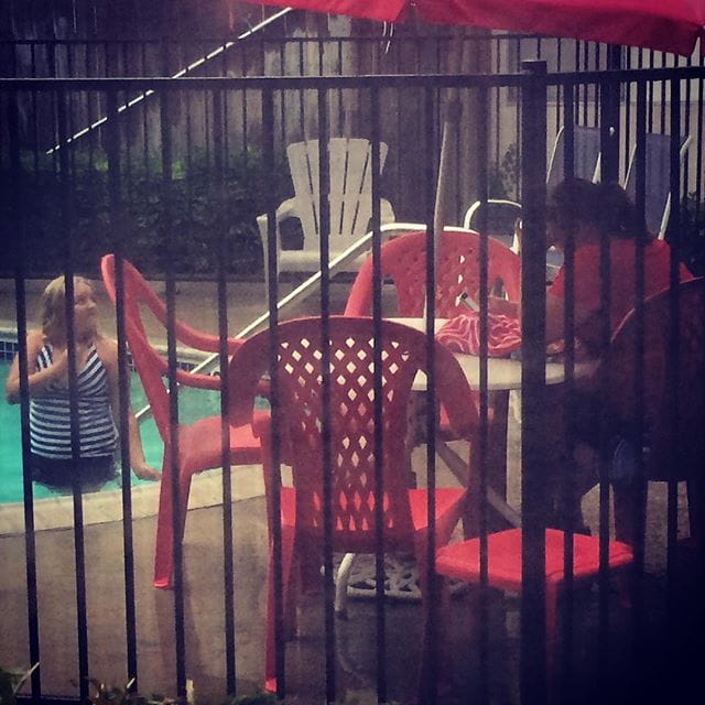 Like mother like daughter. Jess wanted to go swimming in the rain, Jen use to do this when she was a kid Post image