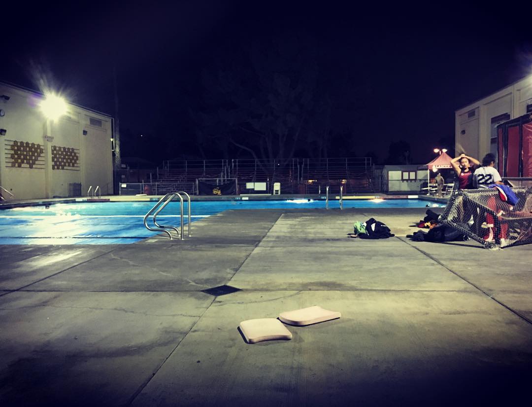 It's cold out and Jess is in the pool Post image