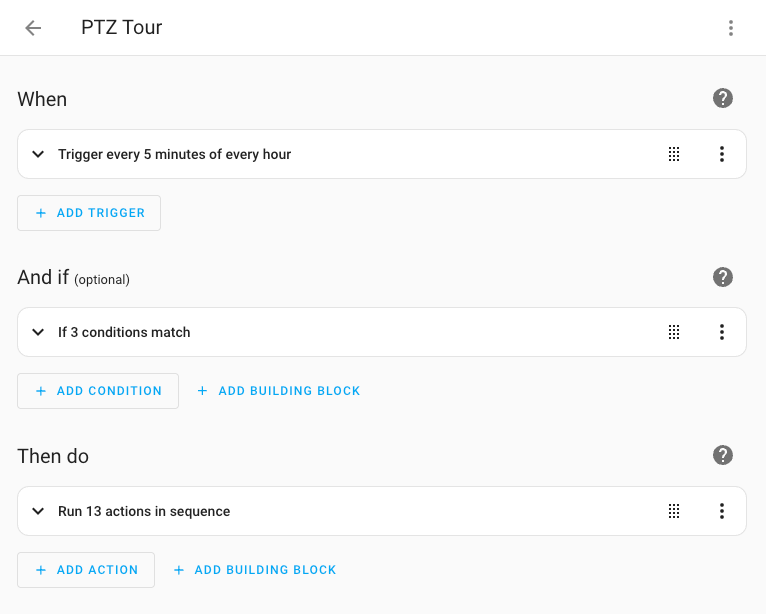 Adding a tour or patrol mode to Unifi G5 PTZ using Home Assistant Post image