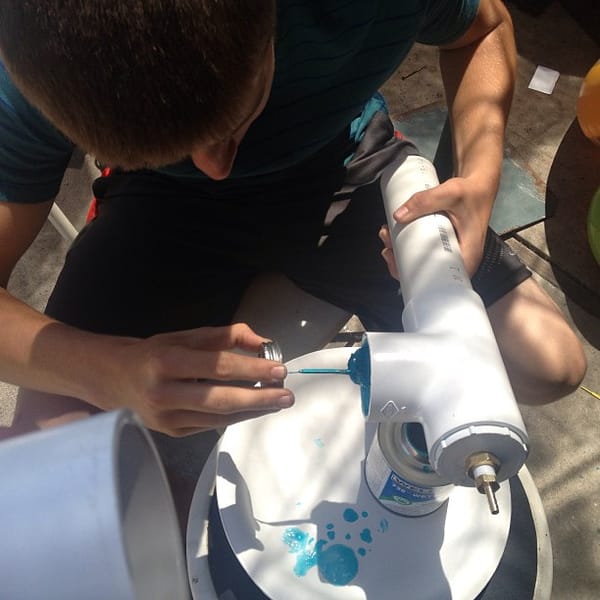 We're creating the @makemagazine compressed air rocket launcher