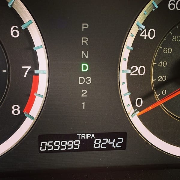 59999 miles on my 2008 Honda Accord.
