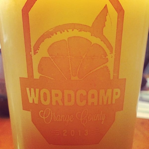 One of my favorite glasses. WordCamp Orange County #wcoc #wordpress #orangejuice