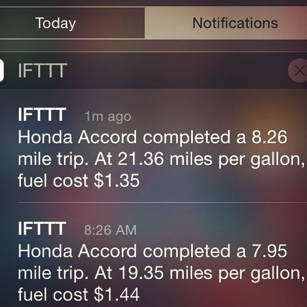 It's interesting what technology can do for you. My car tells me how much gas my commute used via #IFTTT #Automatic