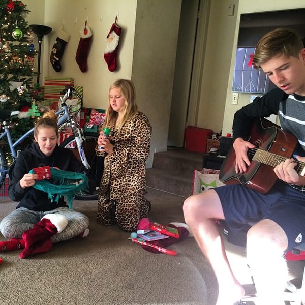 Gift opening at the Tucker house