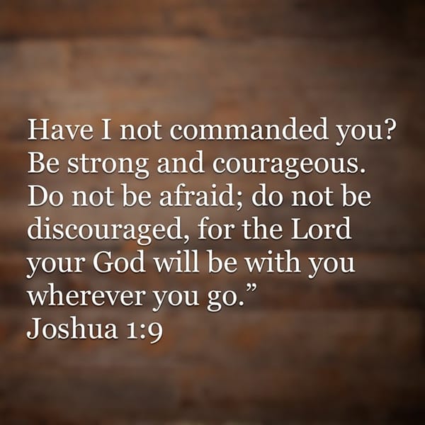 Have I not commanded you? Be strong and courageous. Do not be afraid; do not be discouraged, for the Lord your God will be with you wherever you go.?