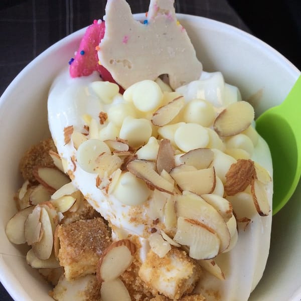 Since its "daughter's day" (jokingly we called it that since we did everything Jess wanted to do) we also all went to Yogurtland. That chocolate banan