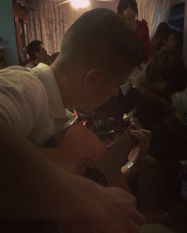 Chris getting down on the guitar