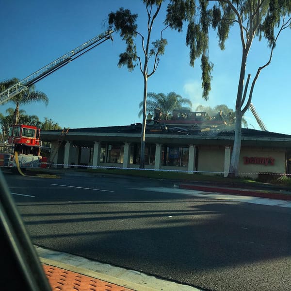 Denny's restaurant on beach Blvd and Imperial Blvd in fire crews knocked down the