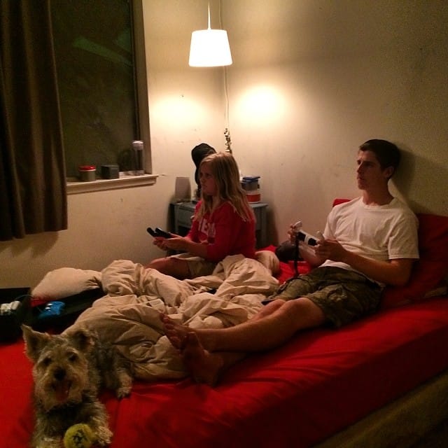 Brother and sister playing Wii together. Who knew a $15 tube tv would bring them together. #love Feature image