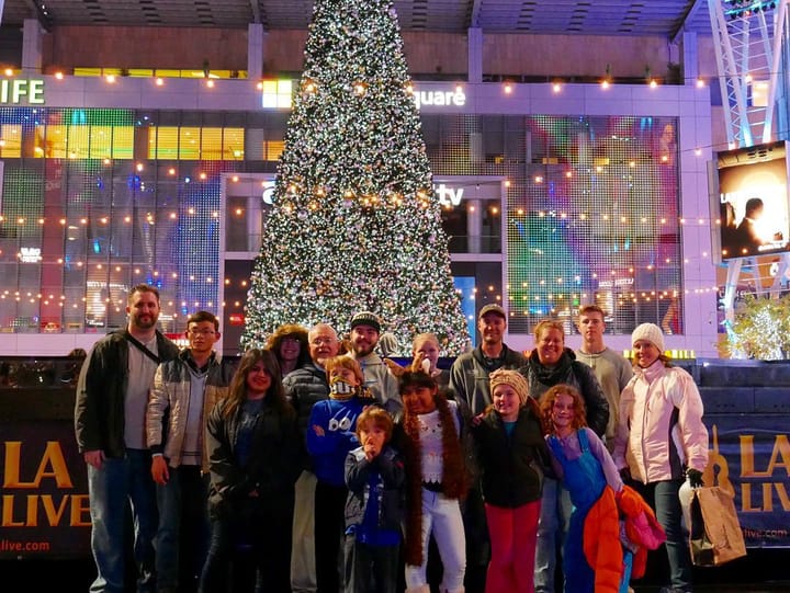 The family skating outside of LA Live Feature image